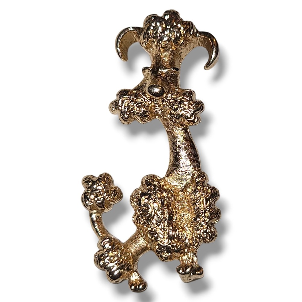 Vintage Avon Gold Tone Poodle Dog Puppy Brooch Pin